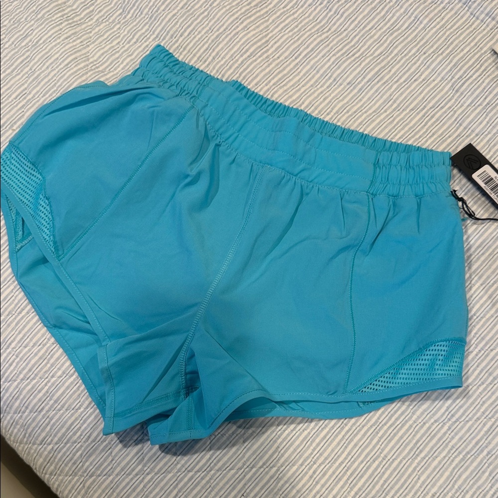 Women's Teal Athletic Shorts with Mesh Panels